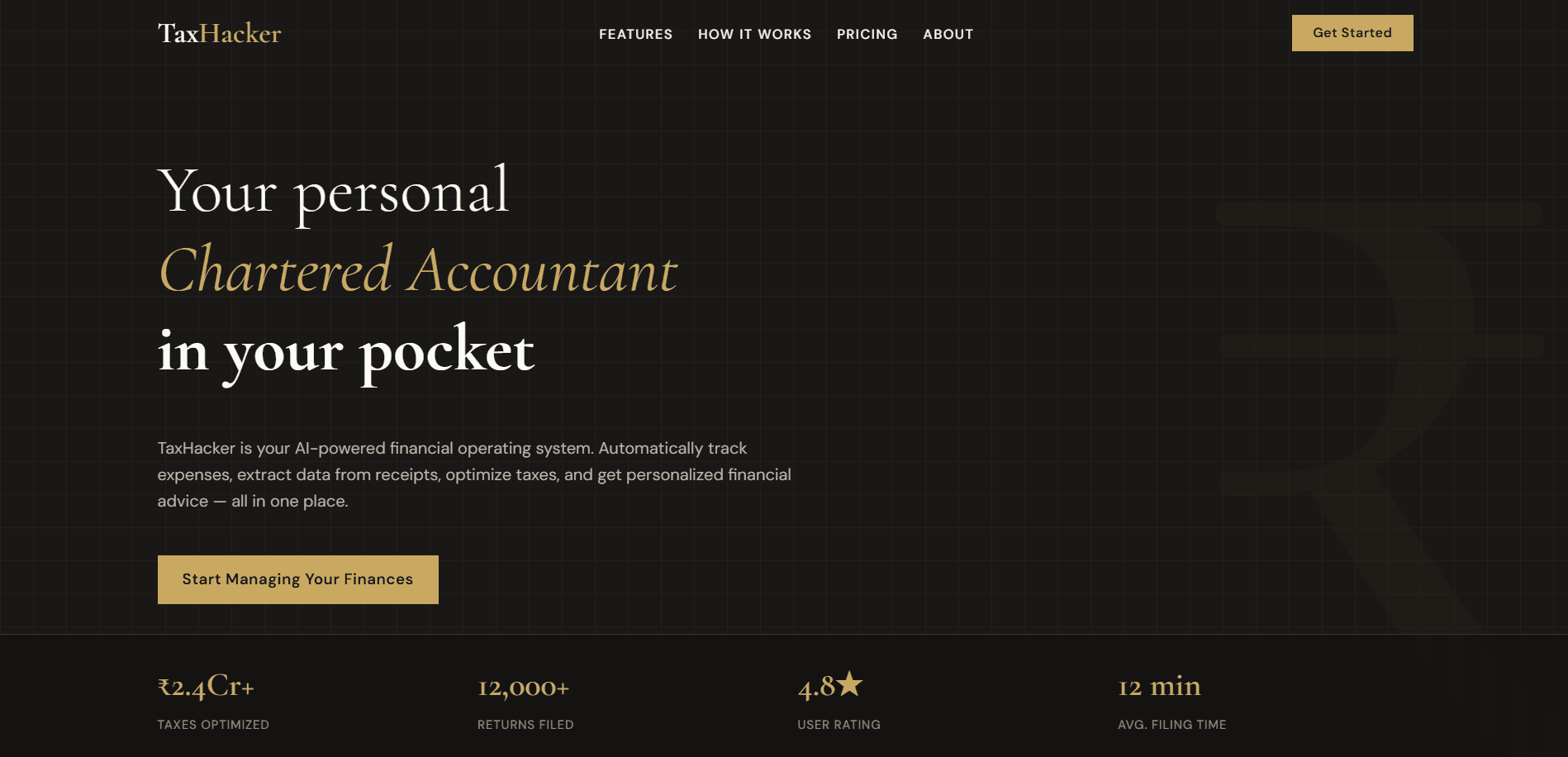Screenshot of the TaxAI India website